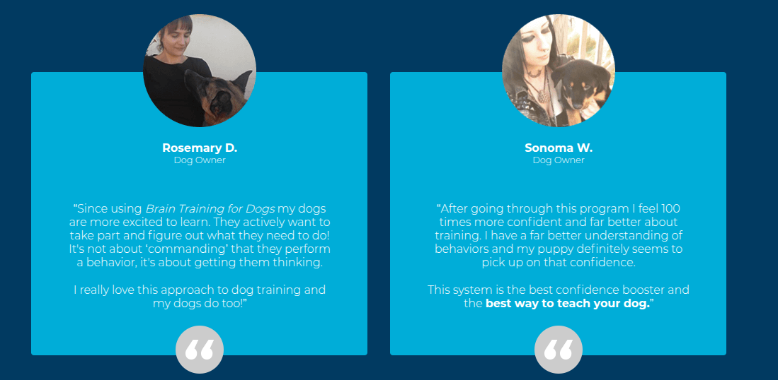 Real customer testimonials from Rosemary D. and Sonoma W.